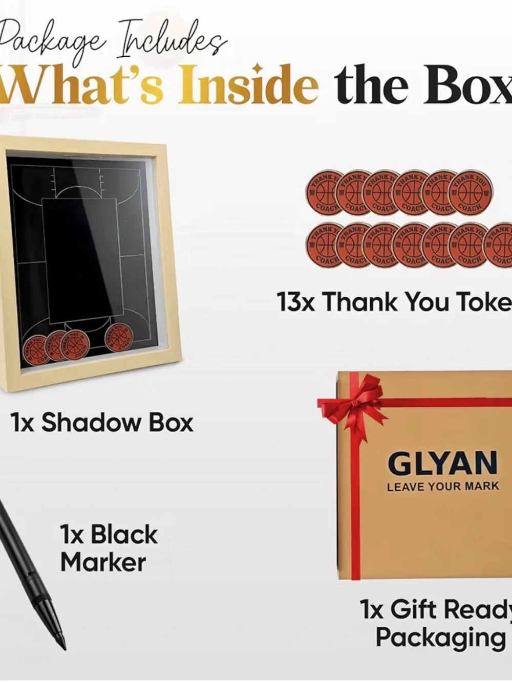 Basketball coach Gift Shadow Box /Thank you Coach Frame With Tokens.